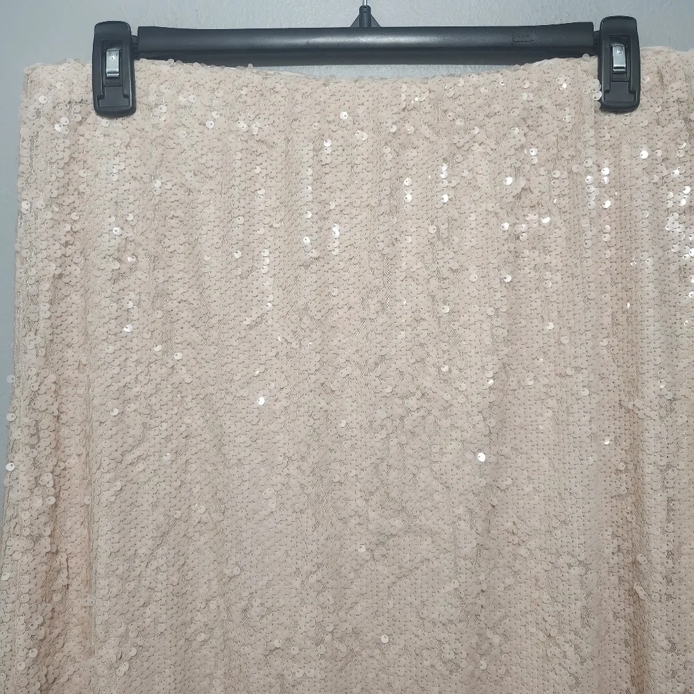 LC Lauren Conrad Sparklin Sequin  Cream Peach Orange Skirt Size Xl New With Tags
